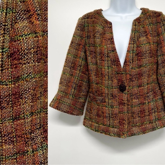 Coldwater Creek Tweed Blazer Suit Jacket Structured Tailored Colored Coat 6 - Picture 1 of 9